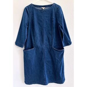 J Jill Dress Womens Medium Denim 3/4 Sleeve Western Preppy Timeless Capsule Boho